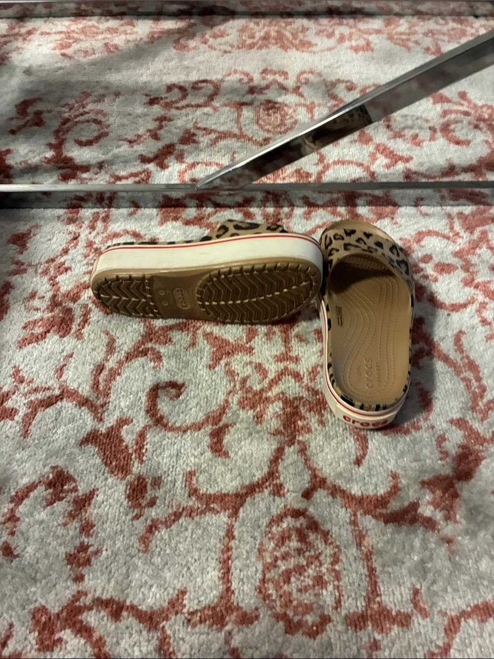 Crocs Kids Slide Sandals in Leopard Print - Tan